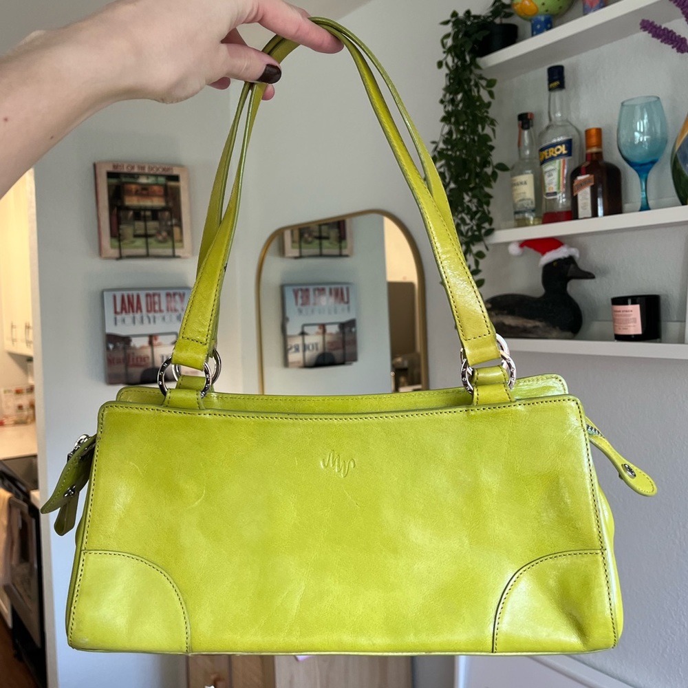 Green Monsac genuine leather shoulder bag